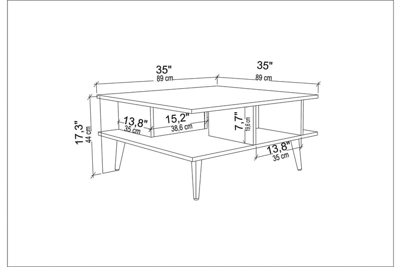 Andifli Soffbord 89x44x89 cm - Vit - Soffbord