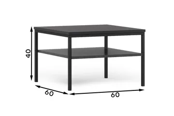 Anjal 60 cm Kvadratiskt Soffbord med Hylla i Målat Trä - Svart - Möbler - Bord & matgrupper - Soffbord