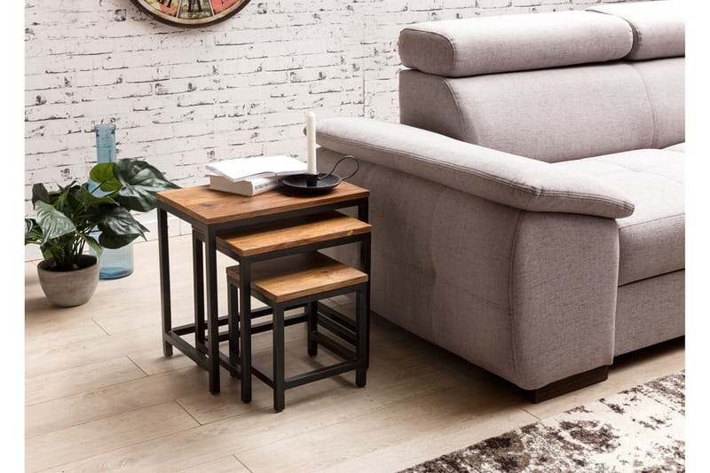 Aranza Satsbord 45 cm 3 Bord - Massivt Trä/Svart - Möbler - Bord & matgrupper - Soffbord