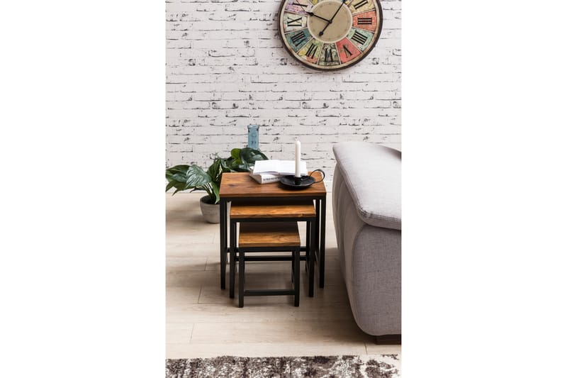 Aranza Satsbord 45 cm 3 Bord - Massivt Trä/Svart - Möbler - Bord & matgrupper - Soffbord