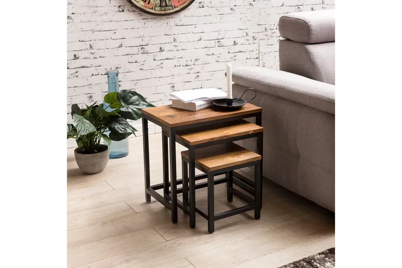 Aranza Satsbord 45 cm 3 Bord - Massivt Trä/Svart - Möbler - Bord & matgrupper - Soffbord