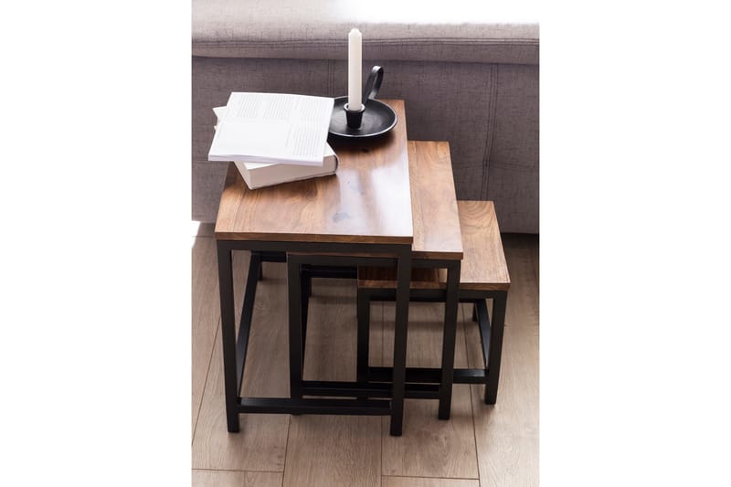 Aranza Satsbord 45 cm 3 Bord - Massivt Trä/Svart - Möbler - Bord & matgrupper - Soffbord