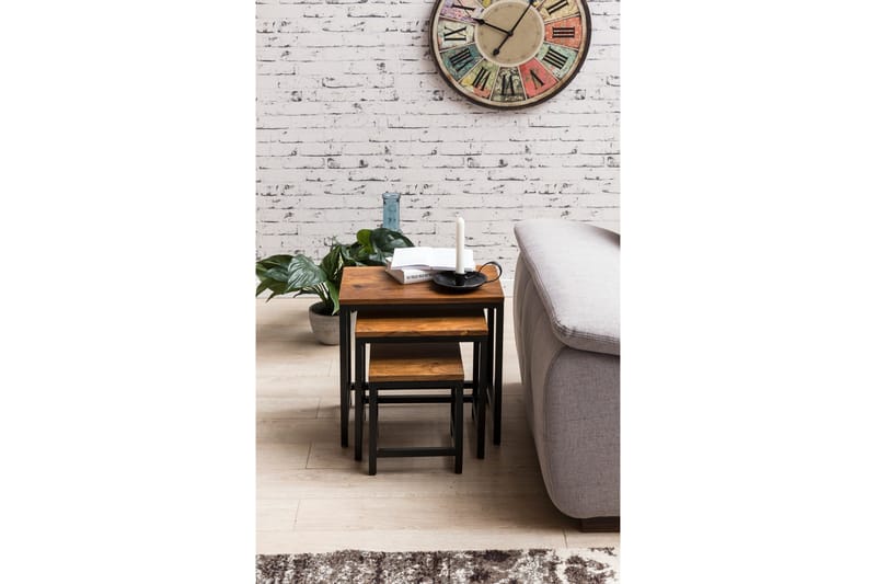Aranza Satsbord 45 cm 3 Bord - Massivt Trä/Svart - Möbler - Bord & matgrupper - Soffbord
