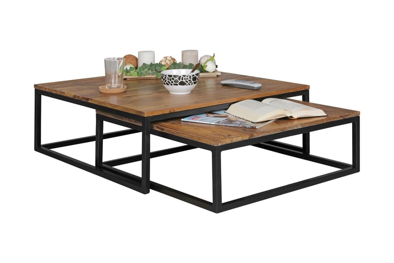 Aranza Satsbord 75 cm 2 Bord - Massivt Trä/Svart - Möbler - Bord & matgrupper - Soffbord