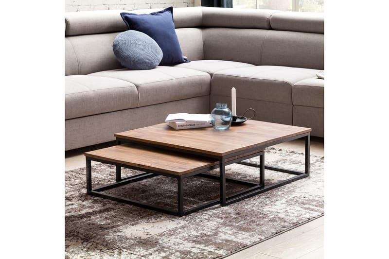 Aranza Satsbord 75 cm 2 Bord - Massivt Trä/Svart - Möbler - Bord & matgrupper - Soffbord