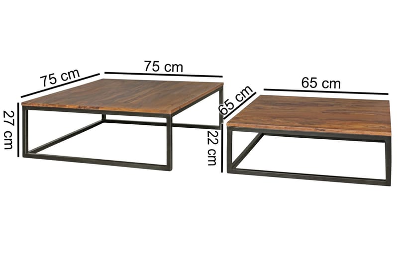 Aranza Satsbord 75 cm 2 Bord - Massivt Trä/Svart - Möbler - Bord & matgrupper - Soffbord