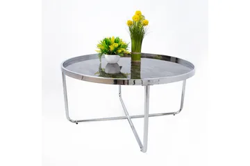 Astor Runt Soffbord i Metall och Glas - Grå - Möbler - Bord & matgrupper - Soffbord