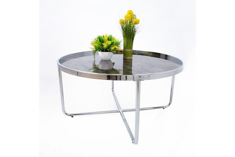 Astor Runt Soffbord i Metall och Glas - Grå - Möbler - Bord & matgrupper - Soffbord