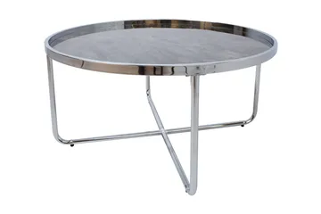 Astor Runt Soffbord i Metall och Glas - Grå - Möbler - Bord & matgrupper - Soffbord