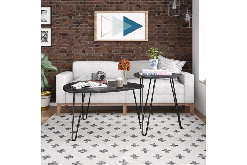 Athena Satsbord Svart/Marmormönster - Novogratz - Möbler - Bord & matgrupper - Soffbord