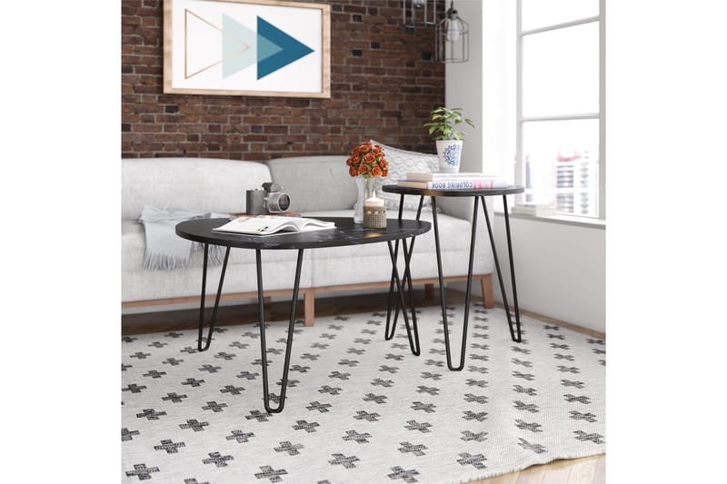 Athena Satsbord Svart/Marmormönster - Novogratz - Möbler - Bord & matgrupper - Soffbord