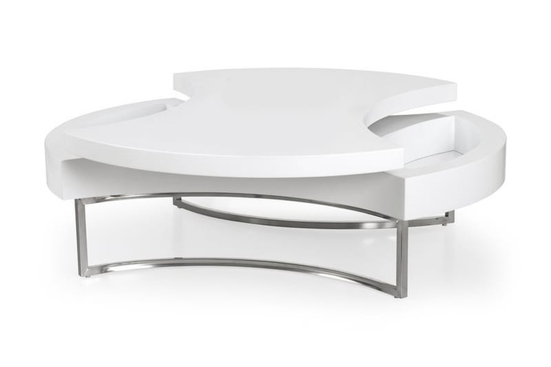 Aurea Soffbord 115 cm Runt med Förvaring Hylla - Vit/Krom - Möbler - Bord & matgrupper - Soffbord