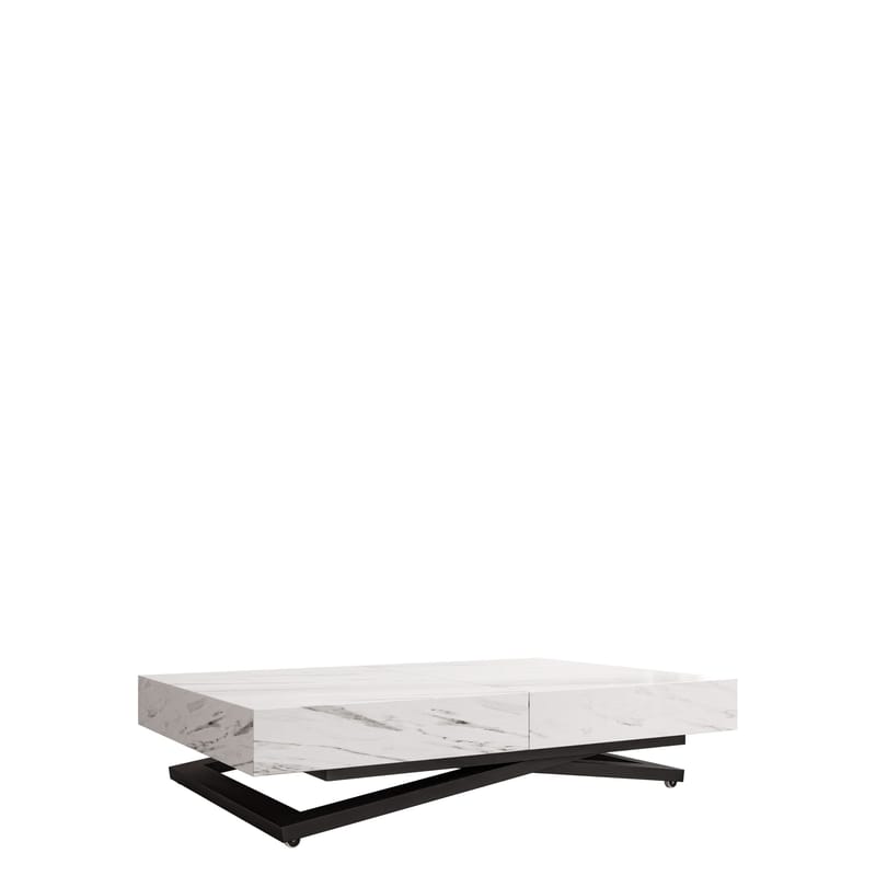 Avendi Soffbord 120 cm, Svart, vit marmor