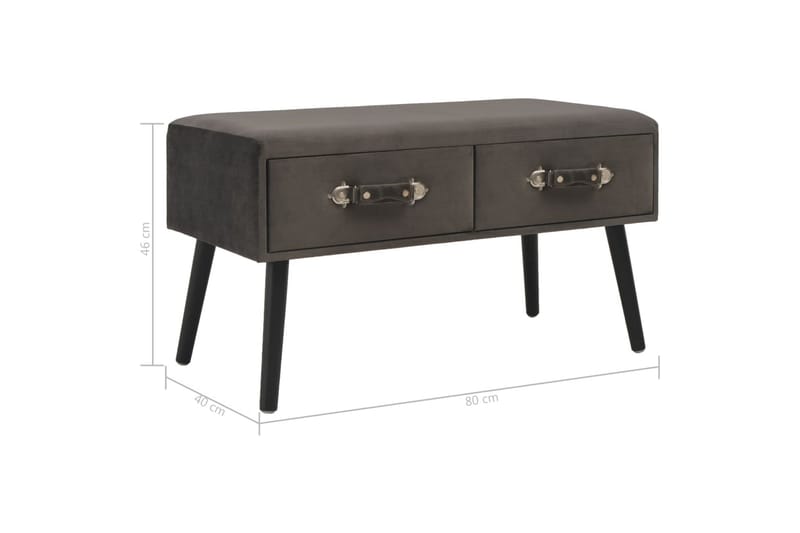 Bänk med lådor 80 cm grå sammet - Grå - Möbler - Bord & matgrupper - Soffbord