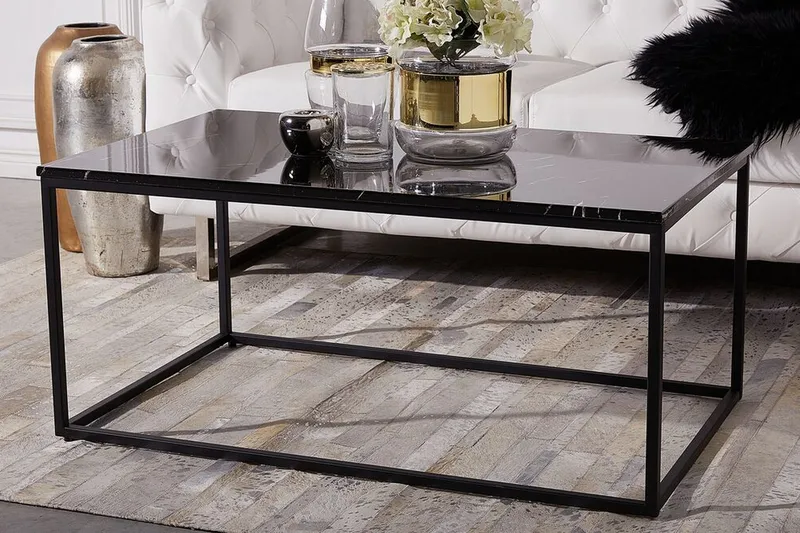 Barreras Soffbord 100 cm Marmormönster - Svart - Möbler - Bord & matgrupper - Soffbord