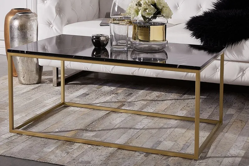 Barreras Soffbord Svart Marmormönster - Svart/Guld - Möbler - Bord & matgrupper - Soffbord