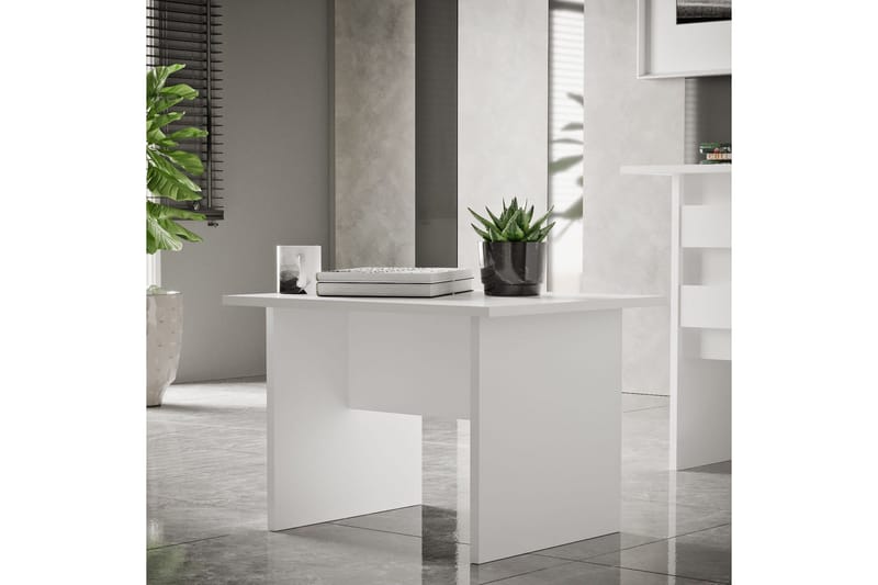 Barrock Rektangulärt Soffbord 60 cm i Trä med Panelben - Vit - Möbler - Bord & matgrupper - Soffbord
