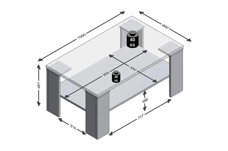 Bastia Soffbord 100 cm med Förvaring Hyllor - Ljus Ekfärg - Möbler - Bord & matgrupper - Soffbord