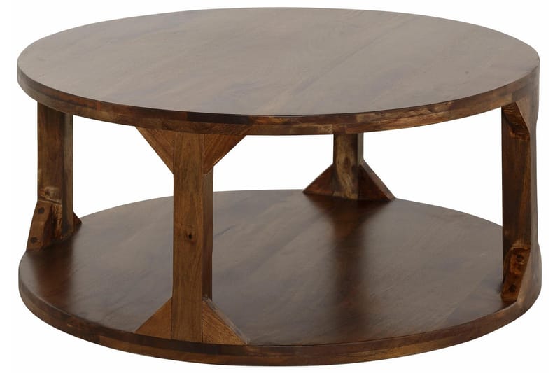 Beetham Soffbord 60 cm Runt med Förvaring Hylla - Mangoträ/Valnötsbrun - Möbler - Bord & matgrupper - Soffbord