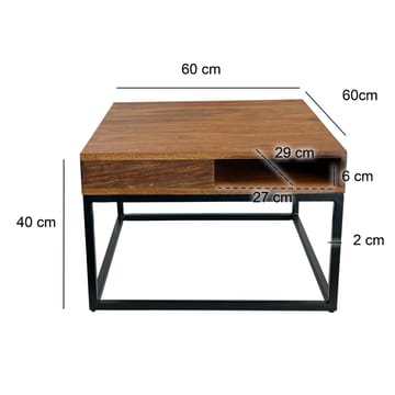 Beleri Soffbord 60 cm Kvadratisk - Varmbrun och svart - Möbler - Bord & matgrupper - Soffbord - Soffbord med förvaring