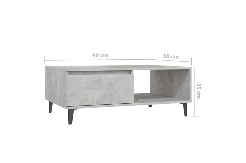 Soffbord betonggrå 90x60x35 cm spånskiva - Grå - Soffbord