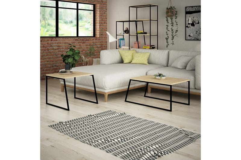 Bodsjö Rektangulärt Satsbord 88 cm i Trä med Metallstativ - Brun|Svart - Möbler - Bord & matgrupper - Soffbord