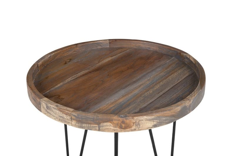 Bondiss 45 cm Runt Soffbord med Hårnålsben i Teak - Brun - Möbler - Bord & matgrupper - Soffbord