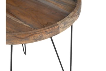 Bondiss 45 cm Runt Soffbord med Hårnålsben i Teak - Brun - Möbler - Bord & matgrupper - Soffbord