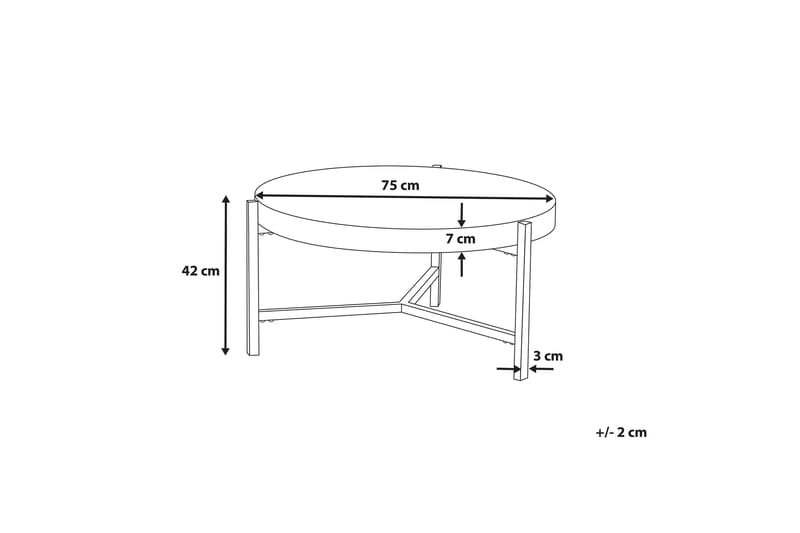 Boneti Soffbord 80 cm Runt - Brungrå/Svart - Soffbord