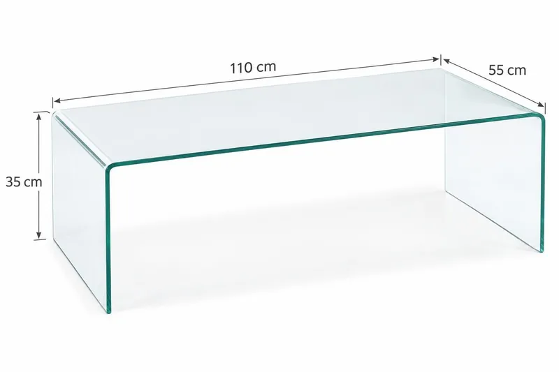 Bonisiolo Rektangulärt Soffbord 110x55 cm i Böjt Glas - Transparent - Möbler - Bord & matgrupper - Soffbord
