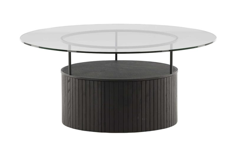 Bovall 90 cm Runt Soffbord med Förvaring i Glas och Trä - Klar - Möbler - Bord & matgrupper - Soffbord