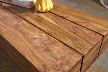 Brano 120 cm Rektangulärt Soffbord i Massivt Trä med Massiv Balkdesign - Brun - Möbler - Bord & matgrupper - Soffbord