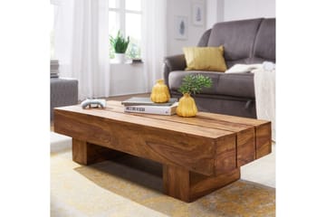 Brano 120 cm Rektangulärt Soffbord i Massivt Trä med Massiv Balkdesign - Brun - Möbler - Bord & matgrupper - Soffbord