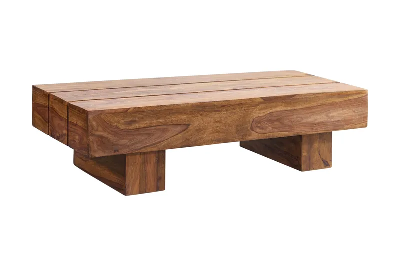 Brano 120 cm Rektangulärt Soffbord i Massivt Trä med Massiv Balkdesign, Brun