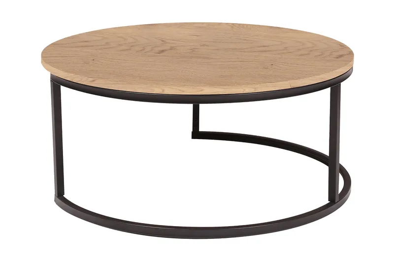 Britu Runt Soffbord 80x35 cm i Trä med Ekutseende, Beige