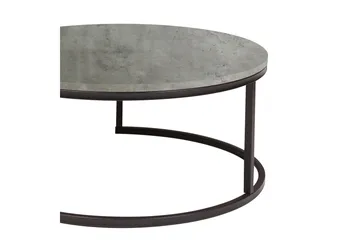 Britu Runt Soffbord 80x35 cm i Trä med Metallunderrede - Grå - Möbler - Bord & matgrupper - Soffbord