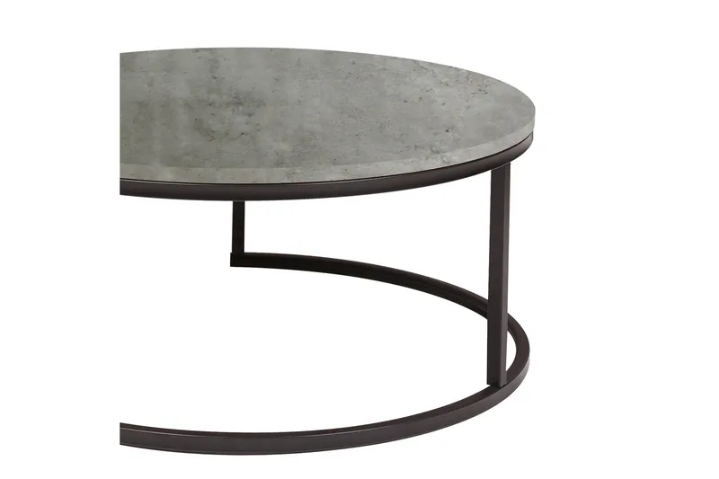 Britu Runt Soffbord 80x35 cm i Trä med Metallunderrede - Grå - Möbler - Bord & matgrupper - Soffbord