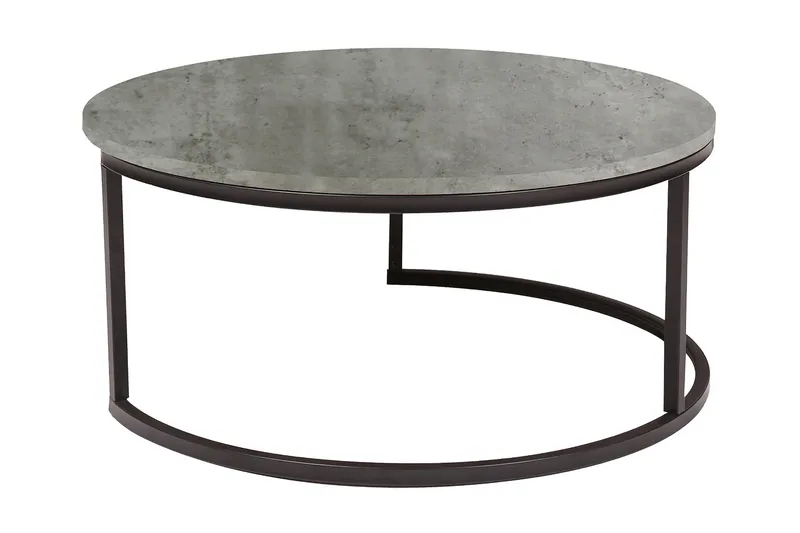 Britu Runt Soffbord 80x35 cm i Trä med Metallunderrede, Grå