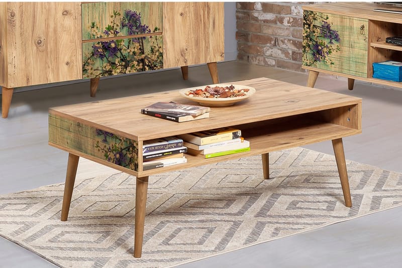 Brokind Soffbord 110 cm med Förvaring Hylla - Natur/Grön - Möbler - Bord & matgrupper - Soffbord