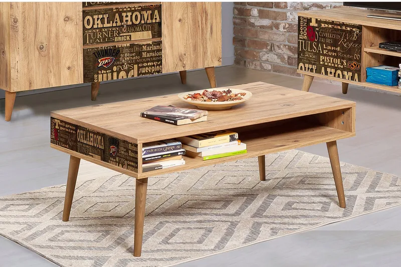 Brokind Soffbord 110 cm med Förvaring Hylla Oklahoma - Natur - Möbler - Bord & matgrupper - Soffbord