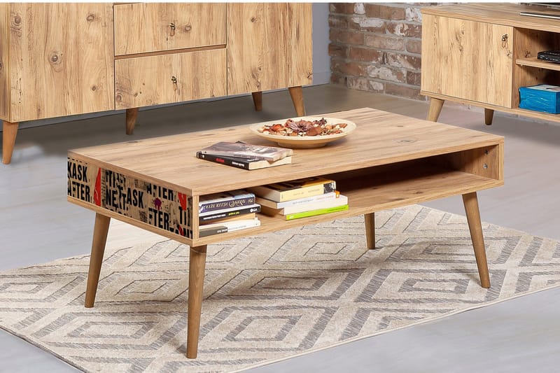 Brokind Soffbord 110 cm med Förvaring Hylla Text - Natur - Möbler - Bord & matgrupper - Soffbord