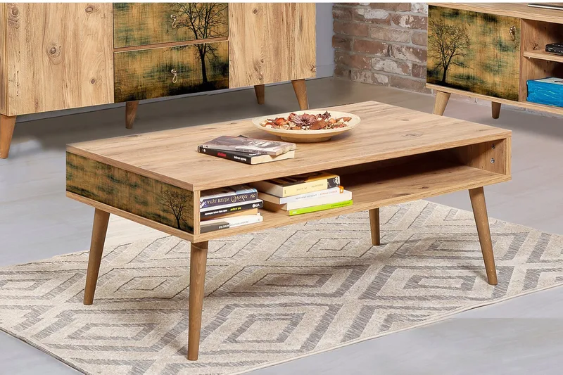 Brokind Soffbord 110 cm med Förvaring Hylla Träd - Natur - Möbler - Bord & matgrupper - Soffbord