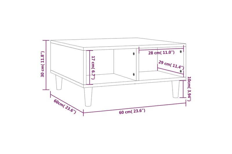 Soffbord brun ek 60x60x30 cm spånskiva - Brun - Soffbord