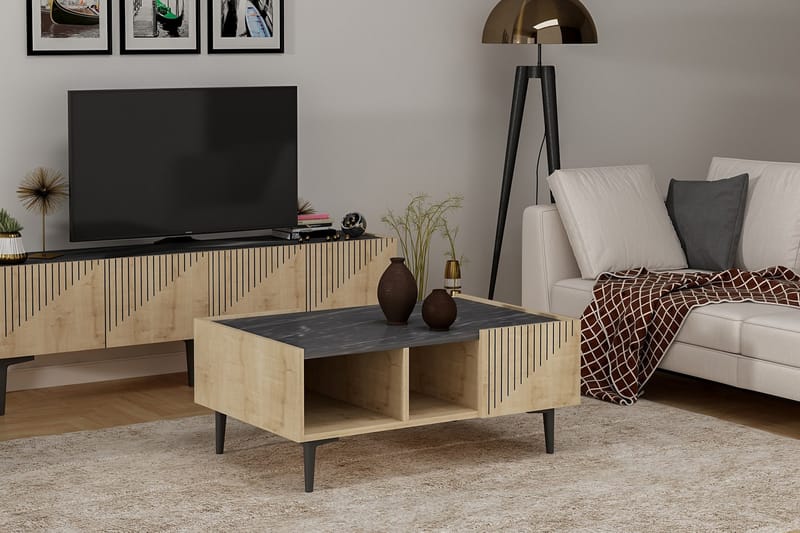 Bruveri Soffbord 94 cm med Förvaring Hyllor - Natur/Svart - Möbler - Bord & matgrupper - Soffbord