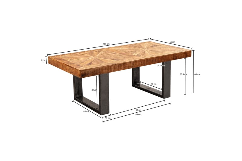 Buncton Soffbord 105 cm - Mangoträ/Svart - Soffbord