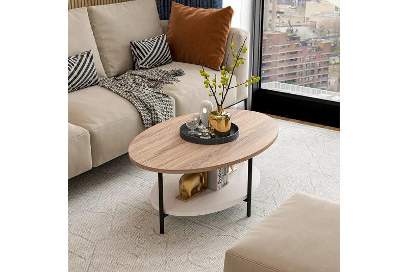 Burata Soffbord 90 cm - Ek/Vit - Möbler - Bord & matgrupper - Soffbord