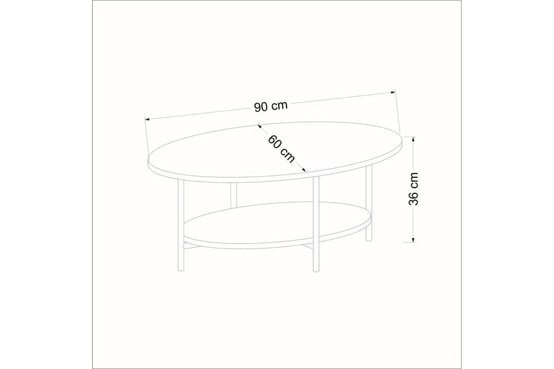 Burata Soffbord 90 cm - Ek/Vit - Soffbord