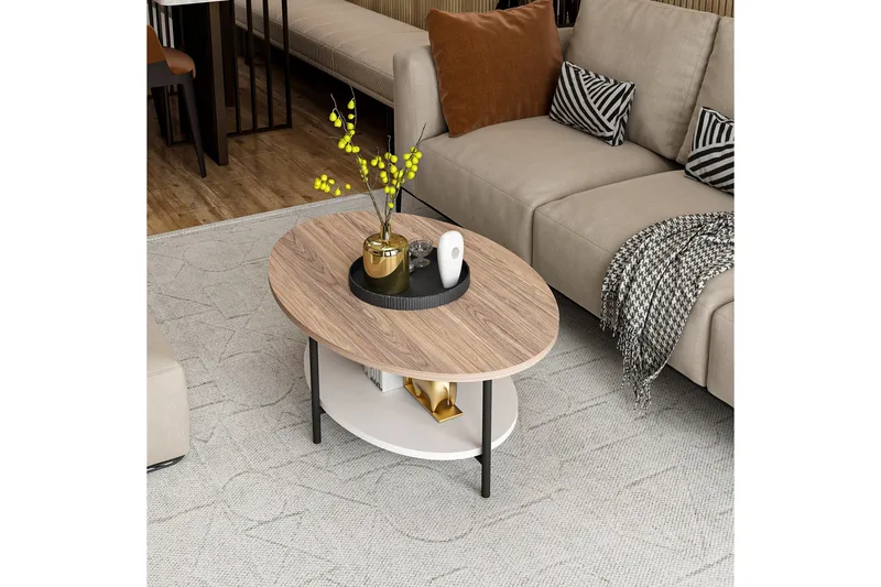 Burata Soffbord 90 cm - Ek/Vit - Möbler - Bord & matgrupper - Soffbord