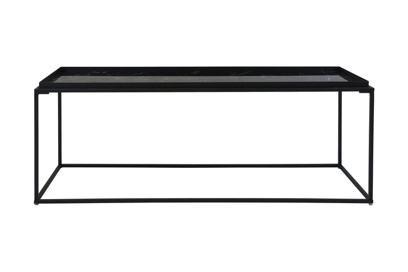 Burwick Soffbord 122 cm Marmormönster - Glas/Svart - Soffbord