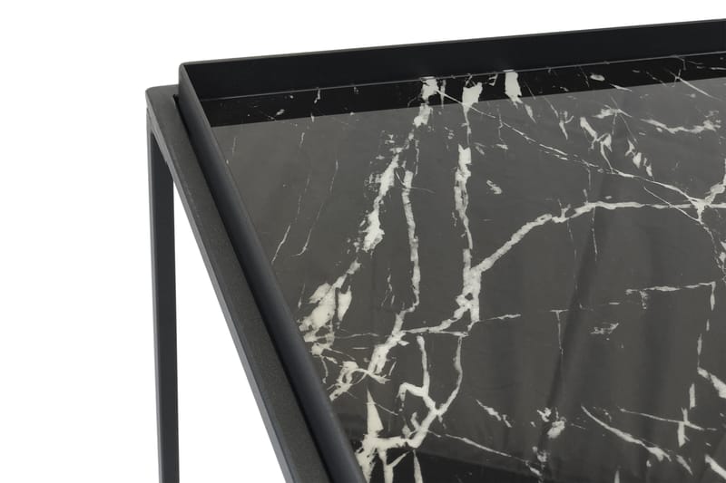 Burwick Soffbord 122 cm Marmormönster - Glas/Svart - Möbler - Bord & matgrupper - Soffbord